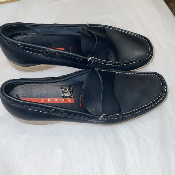 Authentic Vintage PRADA boat shoes loafers Navy - Picture 3 of 6